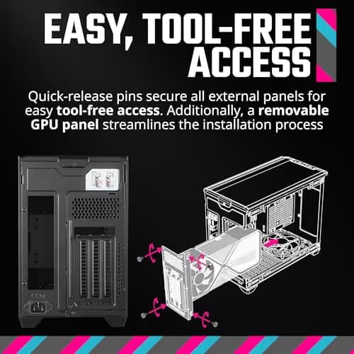 Cooler Master NR200P V2 Mini-ITX PC Case Ready, Top-Mount 280mm AIO, 357mm Vertical GPU Mount, Designed Ready Nvidia RTX 5090 | AMD RX 9070 XT, SFX PSU – Ready to Install, Tempered Glass, DIY image