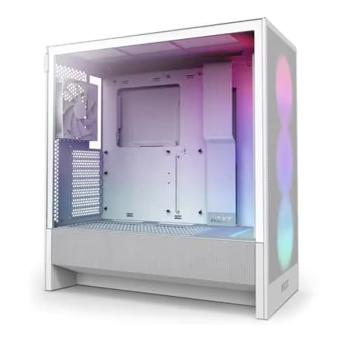 NZXT H5 Flow RGB (2024) ATX Mid Tower White Tempered Glass Side Panel with USB 3.2 Gen 2x2 Type-C and USB 3.2 Gen 1 Type-A main image
