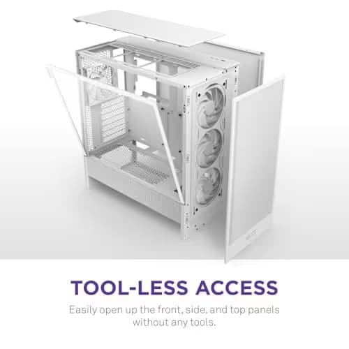 NZXT H5 Flow RGB (2024) ATX Mid Tower White Tempered Glass Side Panel with USB 3.2 Gen 2x2 Type-C and USB 3.2 Gen 1 Type-A image