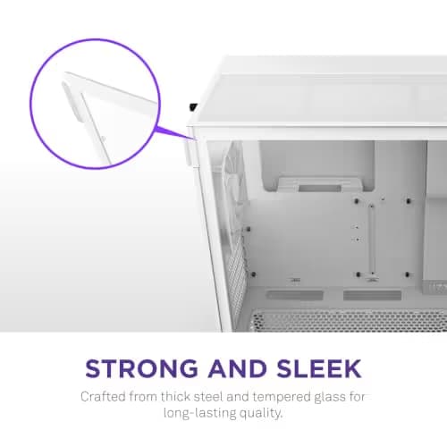 NZXT H5 Flow RGB (2024) ATX Mid Tower White Tempered Glass Side Panel with USB 3.2 Gen 2x2 Type-C and USB 3.2 Gen 1 Type-A image