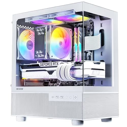 Okinos Aqua 3 Micro ATX Mini Tower White with Tempered Glass Side Panel and USB 3.2 Gen 1 Type-A image