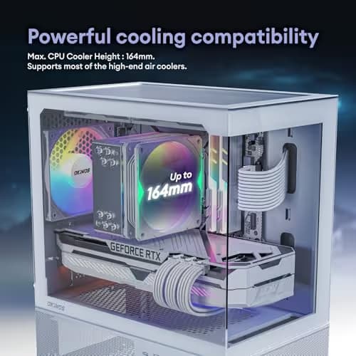 Okinos Aqua 3 Micro ATX Mini Tower White with Tempered Glass Side Panel and USB 3.2 Gen 1 Type-A image