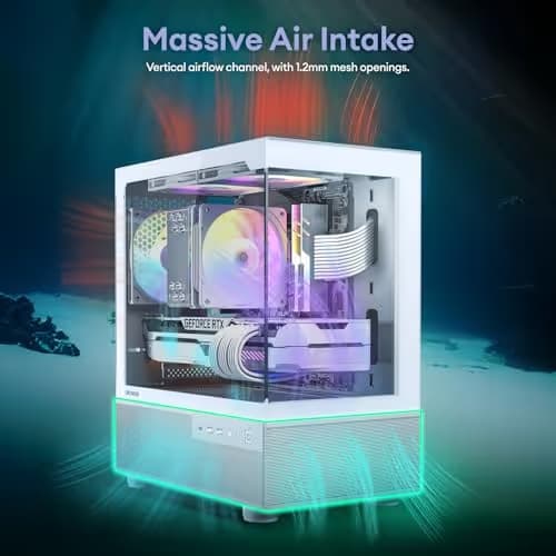 Okinos Aqua 3 Micro ATX Mini Tower White with Tempered Glass Side Panel and USB 3.2 Gen 1 Type-A image