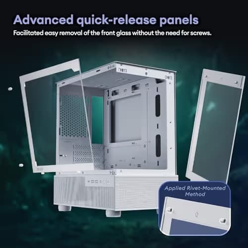 Okinos Aqua 3 Micro ATX Mini Tower White with Tempered Glass Side Panel and USB 3.2 Gen 1 Type-A image