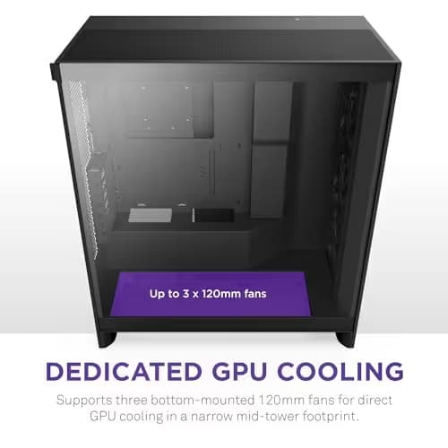 NZXT H7 Flow (2024) ATX Mid Tower Black with Tempered Glass Side Panel and USB 3.2 Gen 2x2 Type-C USB 3.2 Gen 1 Type-A image