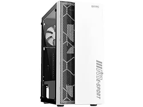 DIYPC DIY-S08 ATX Mid Tower Green / Black Tempered Glass Side Panel, USB 3.2 Gen 1 Type-A and USB 2.0 Type-A Front Panel image