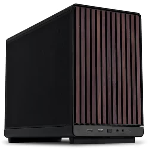 Lian Li A3-mATX Micro ATX Mini Tower Black / Brown Wood Mesh Side Panel image