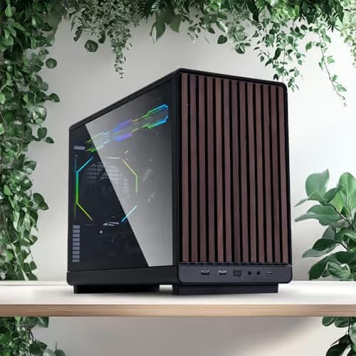 Lian Li A3-mATX Micro ATX Mini Tower Black / Brown Wood Mesh Side Panel image