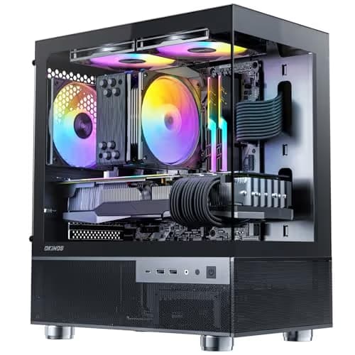 Okinos Aqua 3 Micro ATX Mini Tower Black Tempered Glass Side Panel image