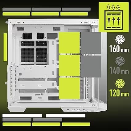 MSI MAG PANO 100L PZ ATX Mid Tower White Tempered Glass Side Panel image