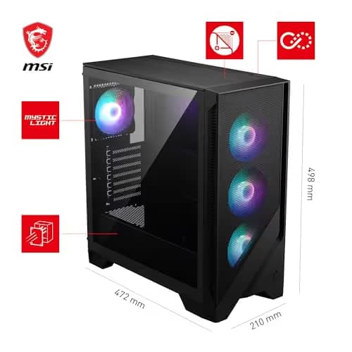 MSI MAG FORGE 321R AIRFLOW ATX Mid Tower Black Tempered Glass Side Panel image