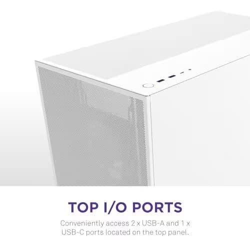 NZXT H7 Flow RGB (2024) ATX Mid Tower White Tempered Glass, USB 3.2 Gen 2x2 Type-C USB 3.2 Gen 1 Type-A image