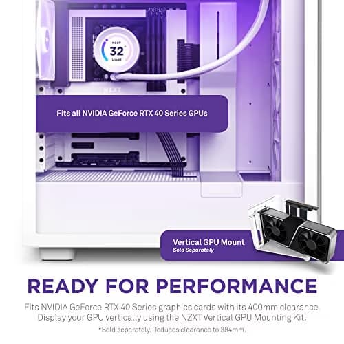 NZXT H7 Elite (2023) ATX Mid Tower White with Tempered Glass Side Panel, USB 3.2 Gen 2x2 Type-C, USB 3.2 Gen 1 Type-A image