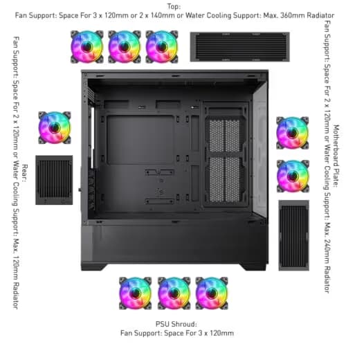 GameMax Vista M Micro ATX Mini Tower Black with Tempered Glass Side Panel and USB 3.2 Gen 1 Type-A, USB 2.0 Type-A Front Panel image