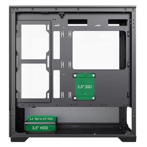 GameMax Vista M Micro ATX Mini Tower Black with Tempered Glass Side Panel and USB 3.2 Gen 1 Type-A, USB 2.0 Type-A Front Panel image