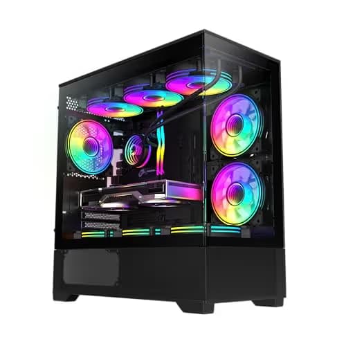 GameMax Vista M Micro ATX Mini Tower Black with Tempered Glass Side Panel and USB 3.2 Gen 1 Type-A, USB 2.0 Type-A Front Panel image