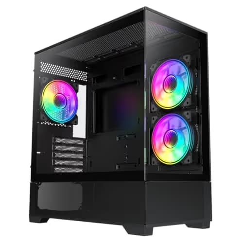 GameMax Vista M Micro ATX Mini Tower Black with Tempered Glass Side Panel and USB 3.2 Gen 1 Type-A, USB 2.0 Type-A Front Panel image