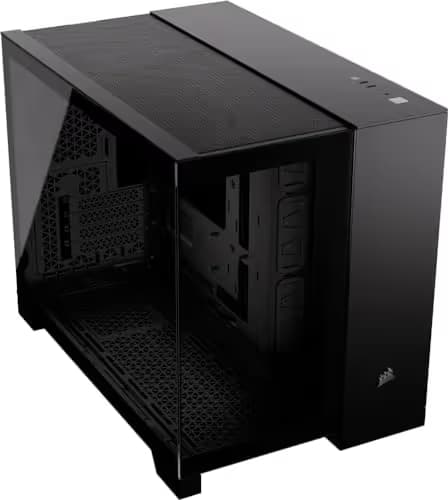 Corsair 2500X Micro ATX Mini Tower Black Tempered Glass Side Panel, USB 3.2 Gen 2 Type-C, USB 3.2 Gen 1 Type-A image