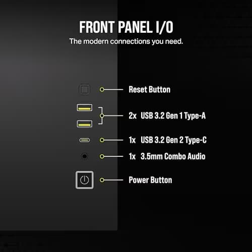 Corsair 2500X Micro ATX Mini Tower Black Tempered Glass Side Panel, USB 3.2 Gen 2 Type-C, USB 3.2 Gen 1 Type-A image