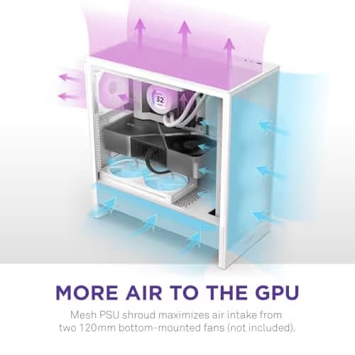 NZXT H5 Flow (2024) ATX Mid Tower White with Tempered Glass Side Panel and USB 3.2 Gen 2x2 Type-C USB 3.2 Gen 1 Type-A image