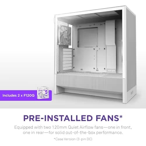 NZXT H5 Flow (2024) ATX Mid Tower White with Tempered Glass Side Panel and USB 3.2 Gen 2x2 Type-C USB 3.2 Gen 1 Type-A image