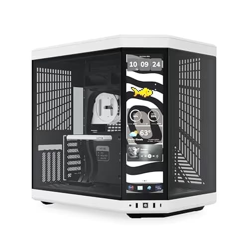 Hyte Y70 Touch Infinite Dual Chamber ATX Mid Tower Modern Aesthetic Case with Integrated 2.5K LCD Touchscreen - Panda/White main image
