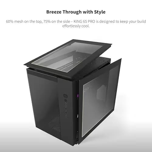 Montech KING 65 PRO ATX Mid Tower Black with Tempered Glass Side Panel and USB 3.2 Gen 2 Type-C, USB 3.2 Gen 1 Type-A image