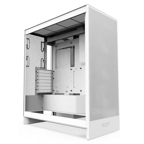 NZXT H7 Flow (2024) ATX Mid Tower White Tempered Glass Side Panel, USB 3.2 Gen 2x2 Type-C, USB 3.2 Gen 1 Type-A image