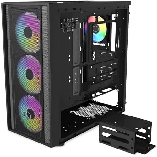 Cooler Master MasterBox 600 ATX Mid Tower Black with Tempered Glass Side Panel and USB 3.2 Gen 2x2 Type-C, USB 3.2 Gen 1 Type-A image
