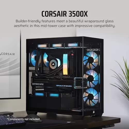 Corsair 3500X ATX Mid Tower Black with Tempered Glass Side Panel and USB 3.2 Gen 2 Type-C, USB 3.2 Gen 1 Type-A image