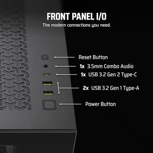 Corsair 3500X ATX Mid Tower Black with Tempered Glass Side Panel and USB 3.2 Gen 2 Type-C, USB 3.2 Gen 1 Type-A image