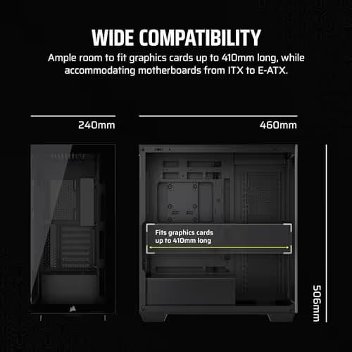 Corsair 3500X ATX Mid Tower Black with Tempered Glass Side Panel and USB 3.2 Gen 2 Type-C, USB 3.2 Gen 1 Type-A image