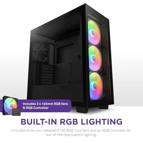 NZXT H7 Elite (2023) ATX Mid Tower Black Tempered Glass Side Panel image