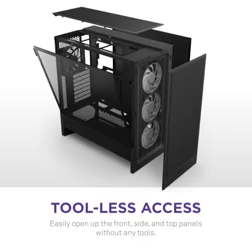 NZXT H5 Flow RGB (2024) ATX Mid Tower Black Tempered Glass Side Panel image