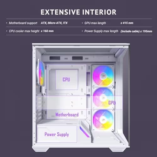 Antec C3 ARGB ATX Mid Tower White Tempered Glass Side Panel image
