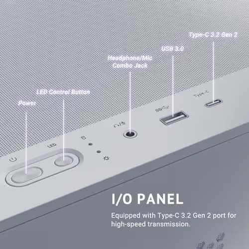 Antec C3 ARGB ATX Mid Tower White Tempered Glass Side Panel image