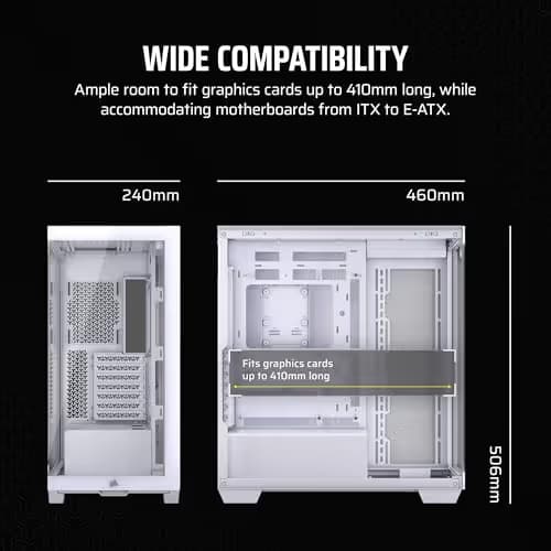 Corsair 3500X ATX Mid Tower White Tempered Glass Side Panel, USB 3.2 Gen 2 Type-C                                                    USB 3.2 Gen 1 Type-A image