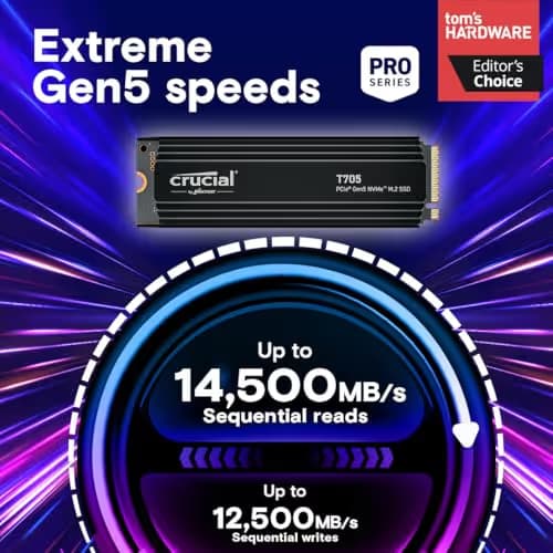 Crucial T705 W/Heatsink 2TB SSD M.2-2280 PCIe 5.0 X4 NVMe image