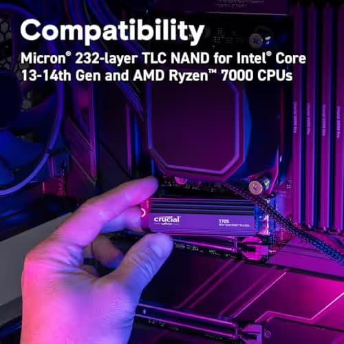 Crucial T705 W/Heatsink 2TB SSD M.2-2280 PCIe 5.0 X4 NVMe image