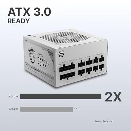 MSI MAG A850GL PCIE5 White 850W Fully Modular 80+ Gold ATX image
