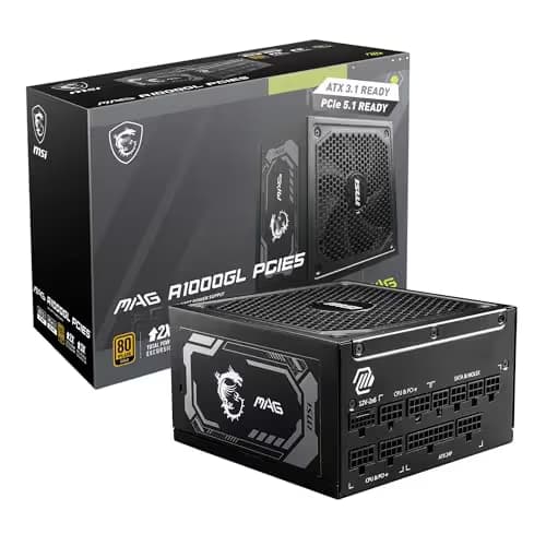 MSI MAG A1000GL PCIE5 Black 1000W Fully Modular 80+ Gold Certified image