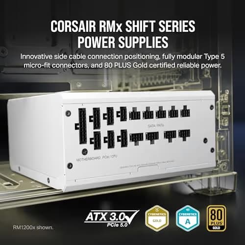 Corsair RM1000x SHIFT Side Interface ATX 1000W Fully Modular 80+ Gold Certified image