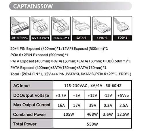 Apevia CAPTAIN Black 550W Non-Modular image