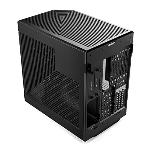 HYTE Y60 Modern Aesthetic Dual Chamber Panoramic Tempered Glass Mid-Tower ATX Computer Gaming Case with PCIe 4.0 Riser Cable Included, Black image