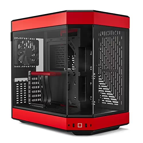 HYTE Y60 ATX Mid Tower Red / Black with Tempered Glass Side Panel and USB 3.2 Gen 2 Type-C, USB 3.2 Gen 1 Type-A image