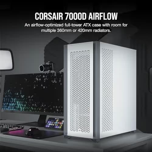 Corsair 7000D AIRFLOW ATX Full Tower White / Black Tempered Glass USB 3.2 Gen 2 Type-C USB 3.2 Gen 1 Type-A image