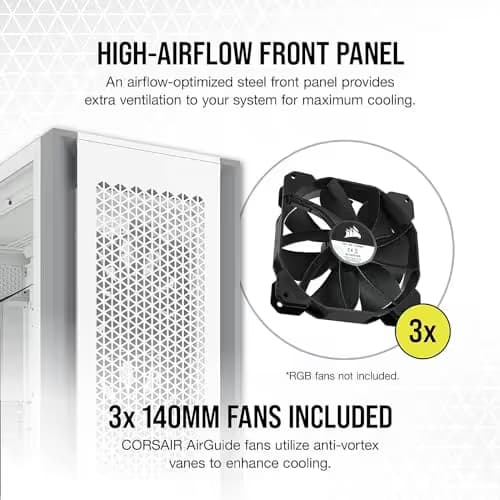 Corsair 7000D AIRFLOW ATX Full Tower White / Black Tempered Glass USB 3.2 Gen 2 Type-C USB 3.2 Gen 1 Type-A image