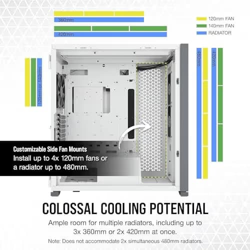 Corsair 7000D AIRFLOW ATX Full Tower White / Black Tempered Glass USB 3.2 Gen 2 Type-C USB 3.2 Gen 1 Type-A image