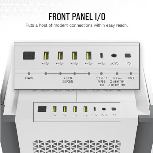Corsair 7000D AIRFLOW ATX Full Tower White / Black Tempered Glass USB 3.2 Gen 2 Type-C USB 3.2 Gen 1 Type-A image