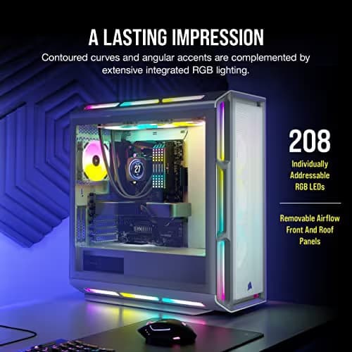 Corsair iCUE 5000T RGB ATX Mid Tower White / Gray with Tempered Glass Side Panel, USB 3.2 Gen 2 Type-C, USB 3.2 Gen 1 Type-A image